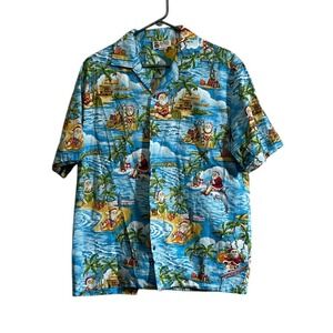 Aloha Republic Shirt Mens Med Hawaiian Santa Christmas Beach Party USA Vintage